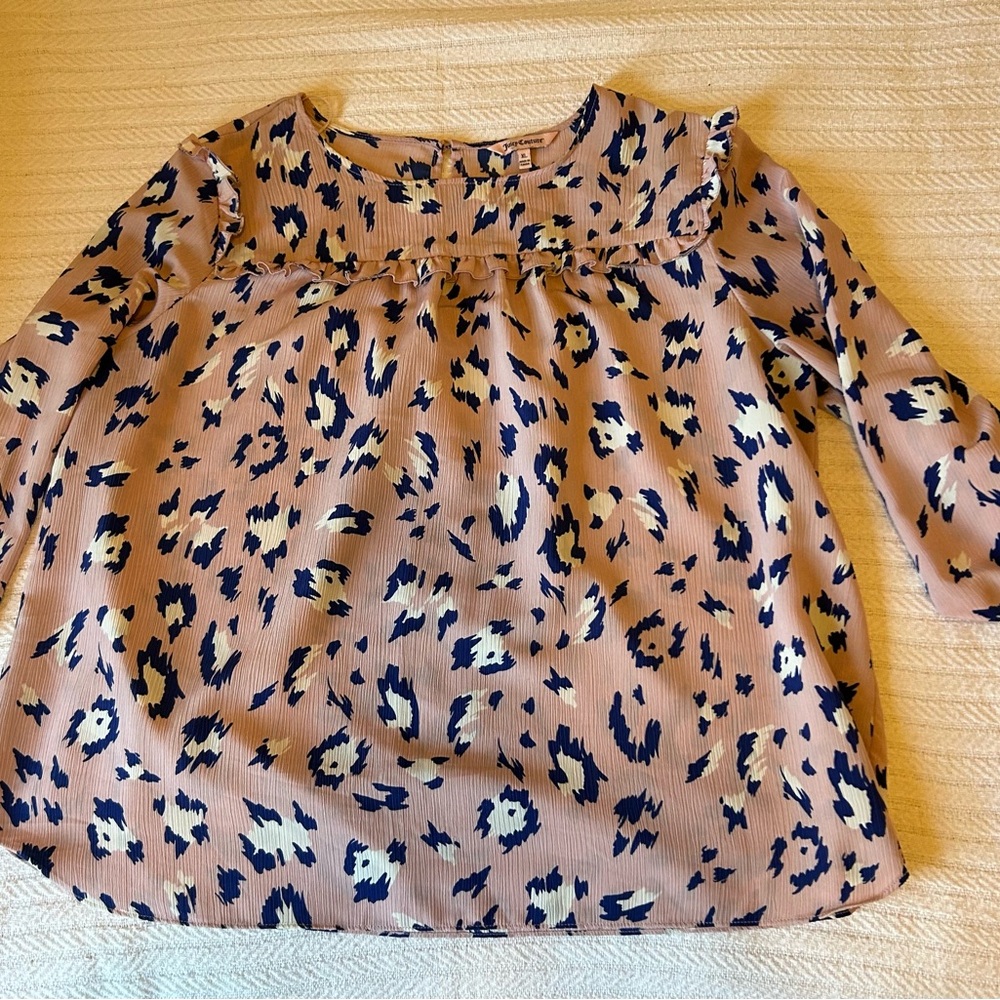 Juicy Couture Women’s Leopard Print Blouse - Pink, Cream and Blue
